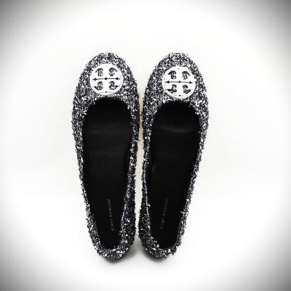 TORY BURCH Minnie Travel Fabric Ballet Flats with Metal Logo Size 8.5 - Picture 3 of 10